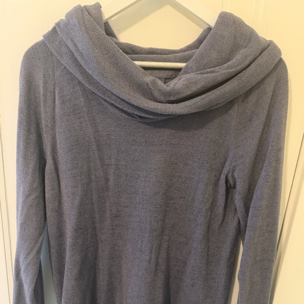 Barefoot Dreams CozyChic Ultra Lite Cowl Neck Pullover – Blue/Gray (Size Small)